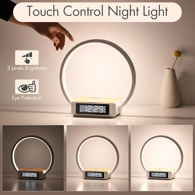 Wireless Charging Station with Alarm Clock, Bedside Lamp with Sunrise Wake-Up - Image 4