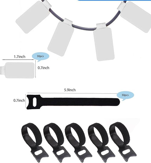 100 Pack Reusable Hook & Loop Cable Ties & Labels Kit - Image 2