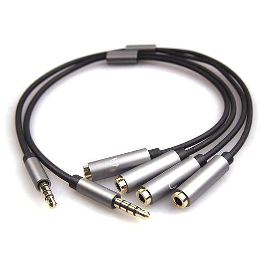 REXUS Grey 2-Pack 3.5mm Y Splitter Stereo Audio Cable 4-Pole Male to 2 Female - Image 4
