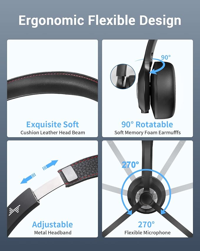 Wireless Headset with AI Noise Cancelling Microphone Bluetooth Headset - Image 6