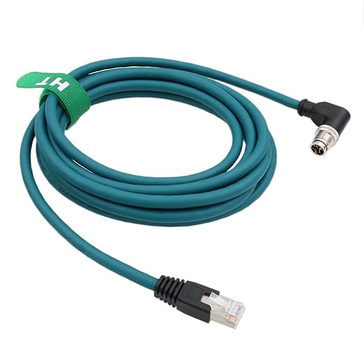 M12 8 Pin X-Coding Right Angle to RJ45 Ethernet Cable - Image 2