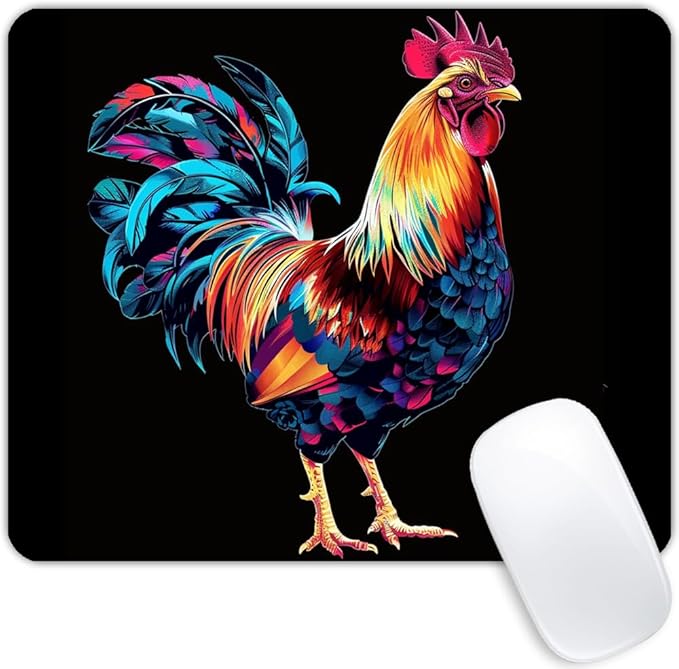 Square Mouse Pad Colorful Rooster-1, Gaming Mouse Pads by Goodsprout