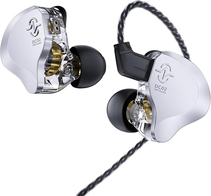 CCZ Solo Silver In Ear Monitor Wired IEM Headphone, DC02 Dual Magnetic Circuit by KINBOOFI