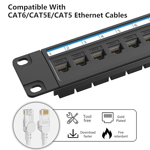 Jadaol 24 Port Patch Panel Rackmount or Wall Mount 19-Inch, 1U Cat6 Network - Image 6