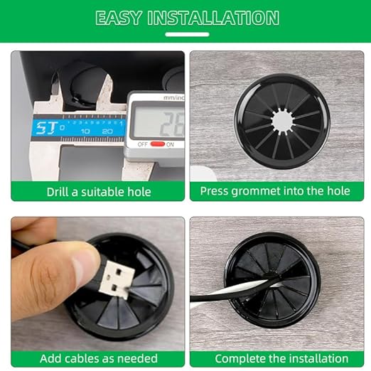 30PCS Cable Grommets, 3/4" Desk Hole Cover Petal Shaped Buckle Type Nylon Snap - Image 4