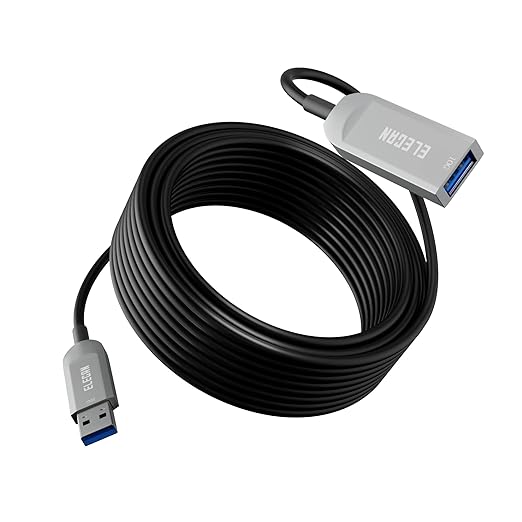 Elecan Active Optical USB 3.0 Extension Cable 100 FT Fiber Optic Type A Male to by Elecan