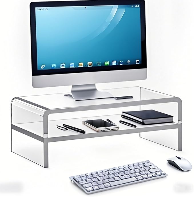 Acrylic Monitor Stand, 2 Tier Computer Monitor Stand Riser，20 inch Acrylic by Unknown