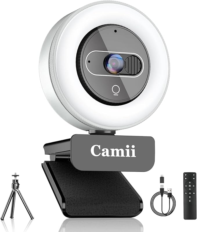4K Webcam with Light, HD Webcam by Camii