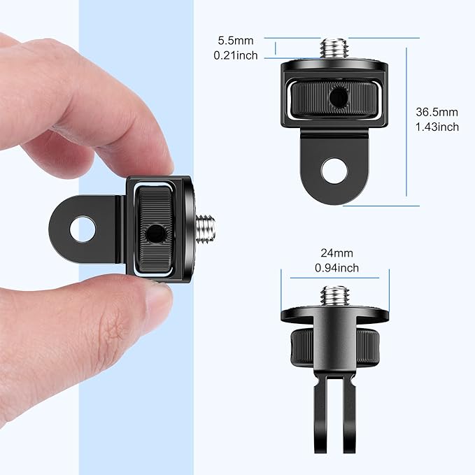 2 Pieces Camera Tripod Mount for Gopro Adapter 360°Adjustable Aluminum Alloy - Image 7