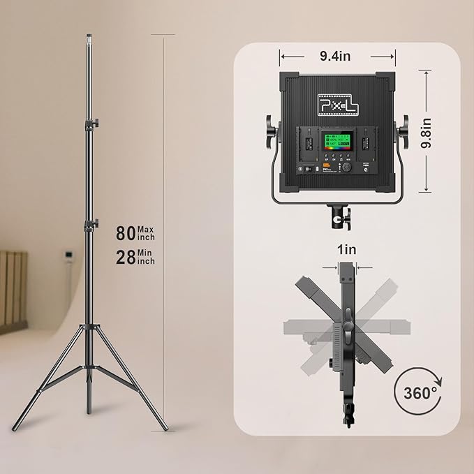 Pixel P45 RGB Photography Lighting Kit, 50W Professional LED Studio Lights - Image 6