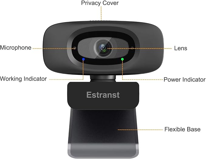 2K Quad HD Webcam with Privacy Cover & Noise-Canceling Microphone, Video Web - Image 6