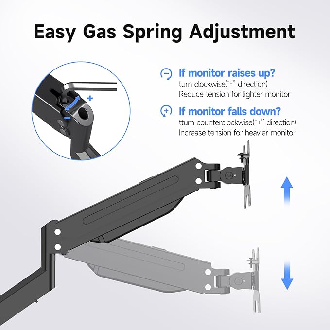 suptek Dual Monitor Mount Gas Spring Monitor Arm Desk Stand - Image 4