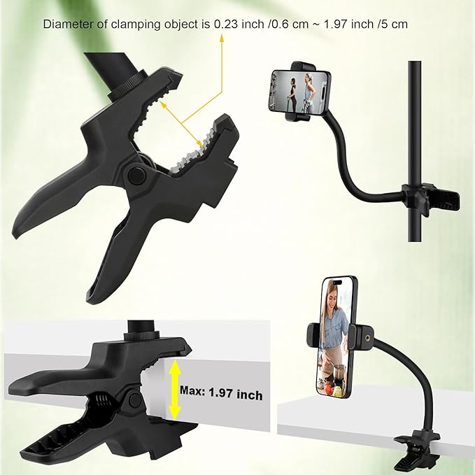 Gooseneck Phone Holder Jaws Flex Clamp Clip Mount, 11.8" Long Gooseneck Arm - Image 6