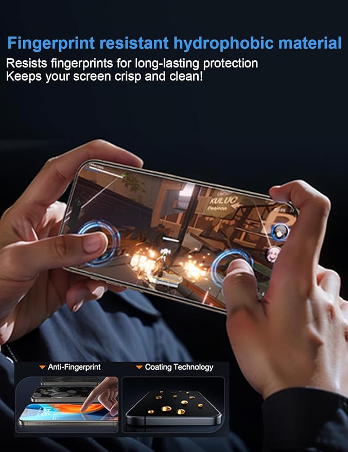 OneFish for iPhone 16 Pro Max Privacy Screen Protector, 4-Way 360° Anti-Spy - Image 6