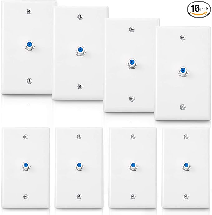 Weewooday 8-Pack White Single Gang F Connector Coax Wall Plates by Weewooday