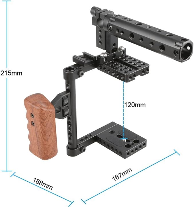 CAMVATE DSLR Camera Cage Top Handle Wood Grip Compatible - Image 2