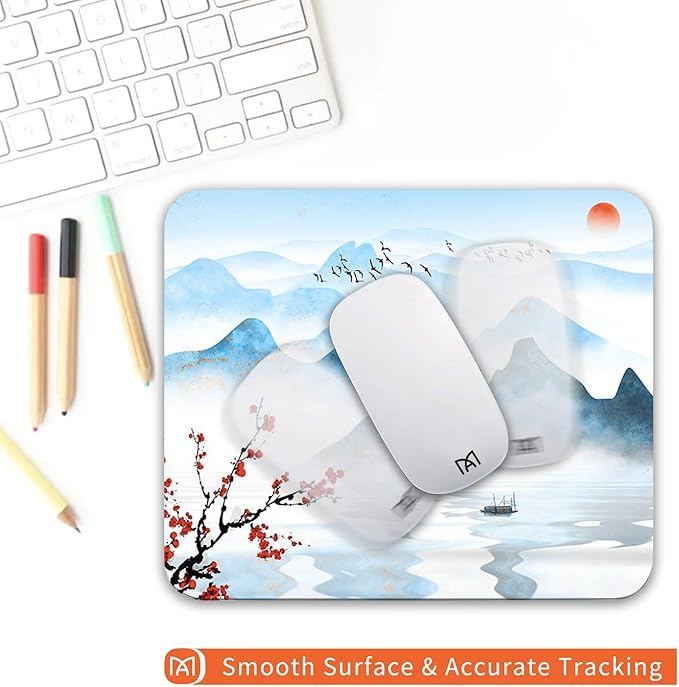 Square Mouse Pad Ink Painting Landscape, Personalized Premium-Textured Custom - Image 4