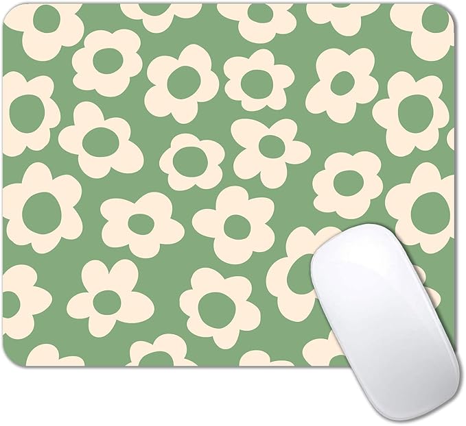 IMAYONDIA Square Mouse Pad Cute, Vintage Green Flowers Mouse Pad, Non-Slip by IMAYONDIA