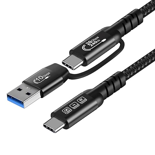 CABLEDECONN USB2.0 A to USB C 3.2 Type C 20Gbps Male to Male Detachable 0.5m by CABLEDECONN