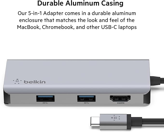 Belkin USB-C Hub, 5-in-1 MultiPort USB-C Docking Station - Image 3