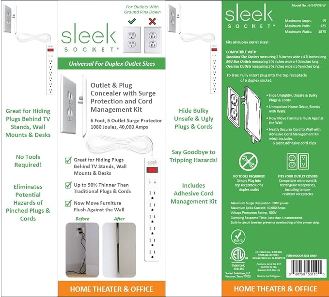 Sleek Socket Original & Patented Ultra-Thin Outlet Concealer - Image 6