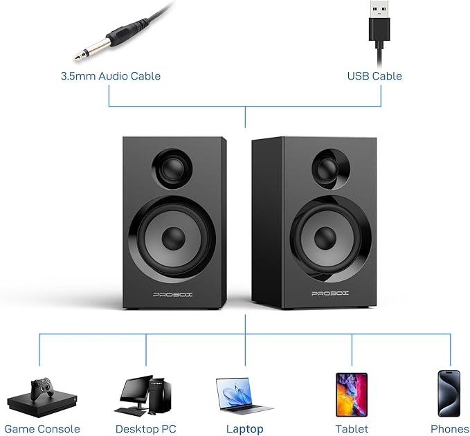 BT16 HiFi Bookshelf Speakers 3.5" Woofer - Image 2