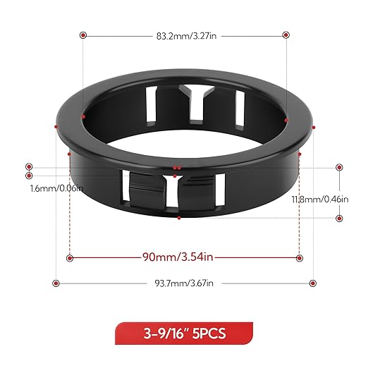 5PCS 3-9/16" Black Cable Snap Bushing Grommet, Snap in Cord Bushing Protect - Image 2