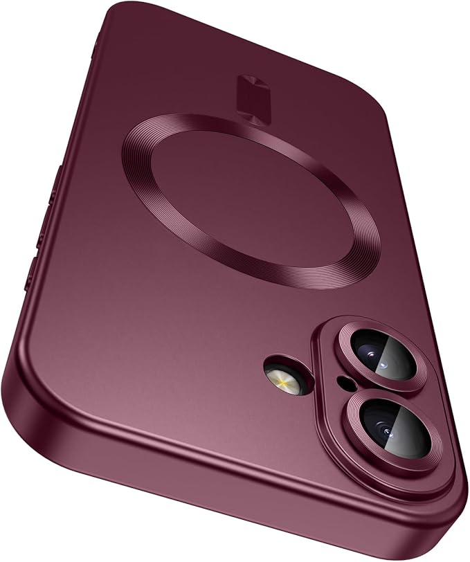 Magnetic for iPhone 16 Plus Case Slim Soft Silicone Bumper Shockproof Metallic by LEKEVO