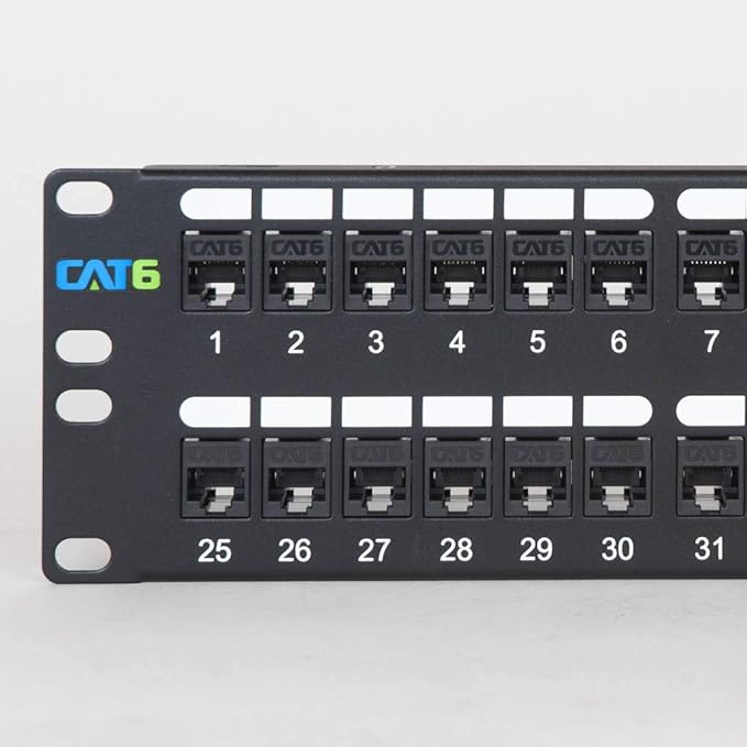 ICC CAT6 Feed-Through Patch Panel, 48 Port, 2U Rackmount, RJ45 Ethernet Patch - Image 4