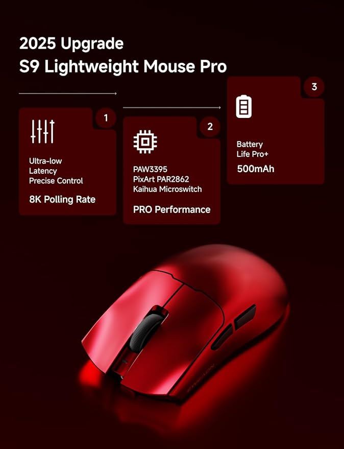 S9 Pro Wireless Gaming Mouse, 59G Ergonomic Computer Mouse, Triple Modes - Image 2