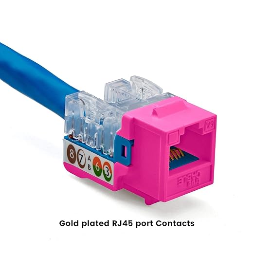 TRUE CABLE Cat6A Keystone Jack, 90 Degree Punch-Down, 48 Pack, 328 Feet - Image 6