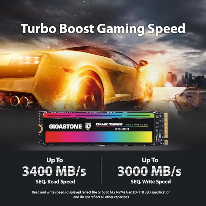 Gigastone M.2 SSD 1TB PCIe 3.0 NVMe SSD 3, 400MB/s Internal Gaming Solid State - Image 2