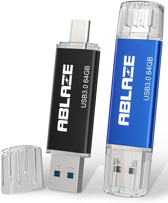 ABLAZE USB C Flash Drive 64GB 2 Pack, Dual USB 3.0+Type C Flash Drive Compatible by ABLAZEGlobal