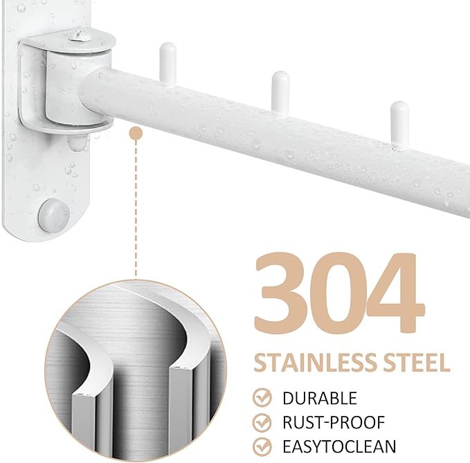 Swing Clothes Hanger Rack, Garment Racks Wall Mounted Clothes Bar-Hanger Holder - Image 3