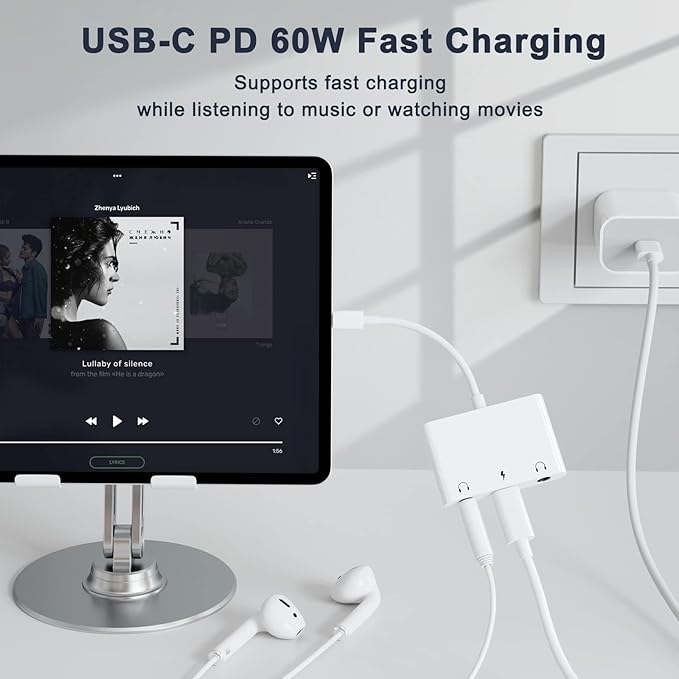 USB C to 3.5mm Audio Adapter, 3 in 1 Aux to USB C Headphone Splitter Dual 3.5mm - Image 3