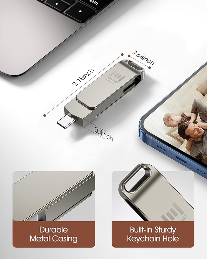 MOSDART 256GB USB3.1 Fast Speed C and A Dual Flash Drive, exFAT Memory Stick - Image 2