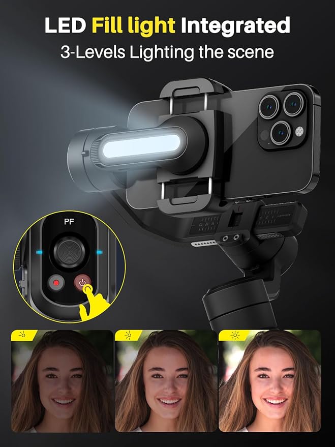 Professional Gimbal Stabilizer for Smartphone, Built-in 18CM Extension Rod and - Image 4