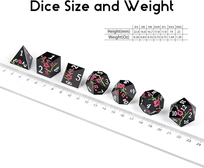 Metal Dice Set D&D, DNDND 7 PCS Flower Metallic DND Dice Set - Image 5