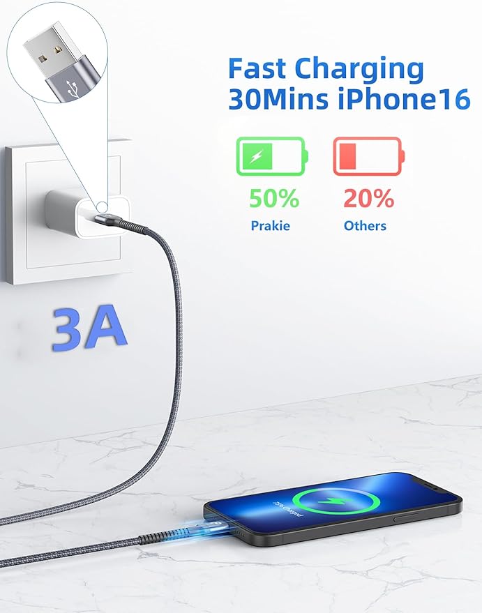 USB C Cable 10FT, iPhone USBC Cable 3A Fast Charging Upgraded Extra Durable - Image 2
