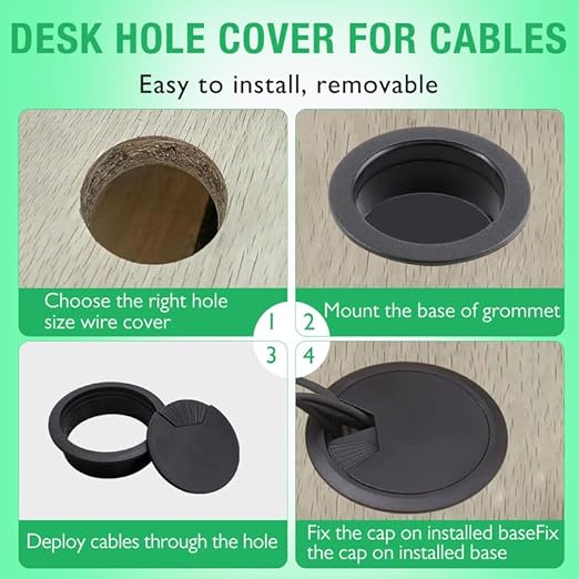 5 Pcs Desk Grommet 2" / 50 mm, Desk Cord Hole Cover, Cable Grommet ABS Plastic - Image 4