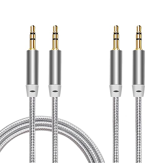 3.5mm Nylon Braided Stereo Audio Cable, 4.9ft/1.5m Male to Male Aux Cord Audio - Image 2