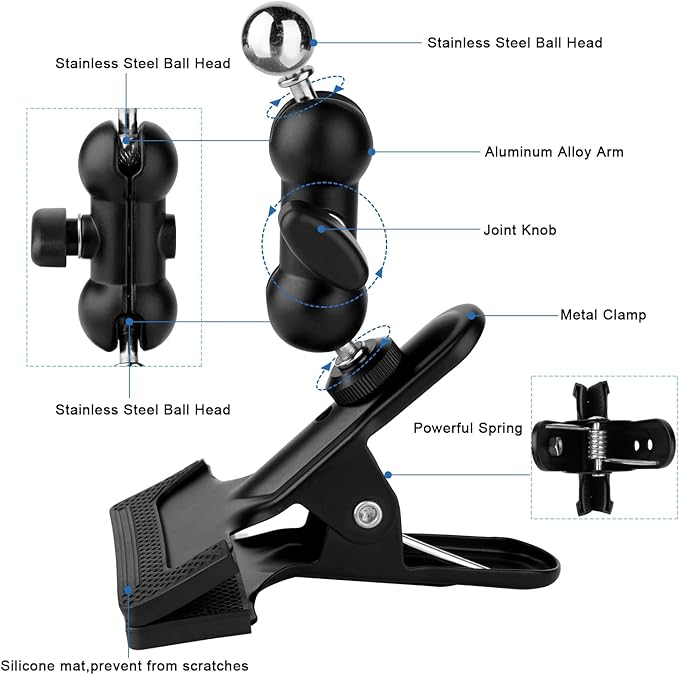 Clip Clamp Tablet Holder for Desk/Table/Glass Door/Desktop Baffle/Easel - Image 3