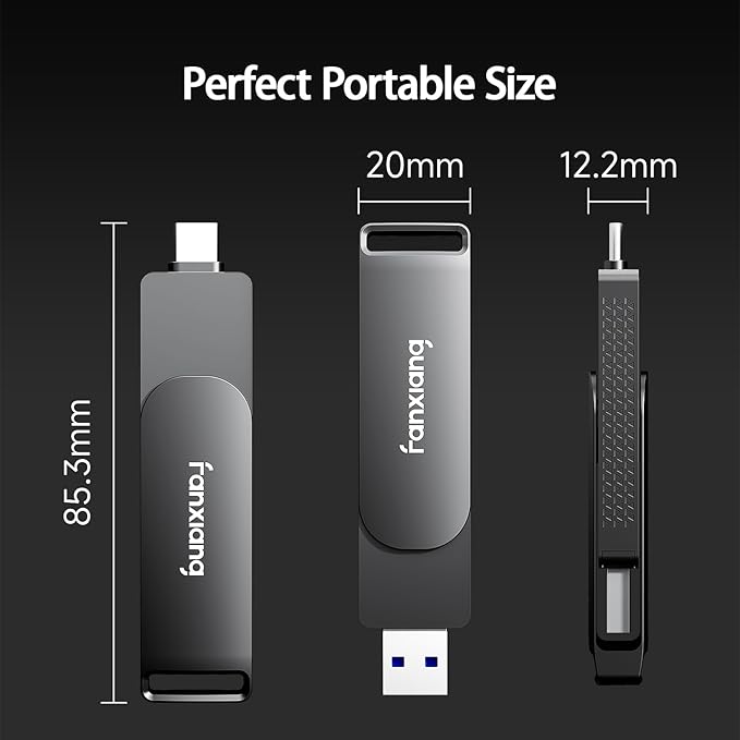 1TB External SSD USB Flash Drive Up to 2000MB/s USB 3.2 Gen2, 2-in-1 Dual USB - Image 7
