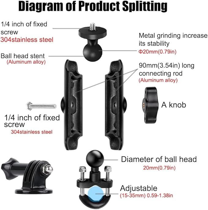 360° Rotating Sports Camera Bracket, Motorcycle Mount - Image 3