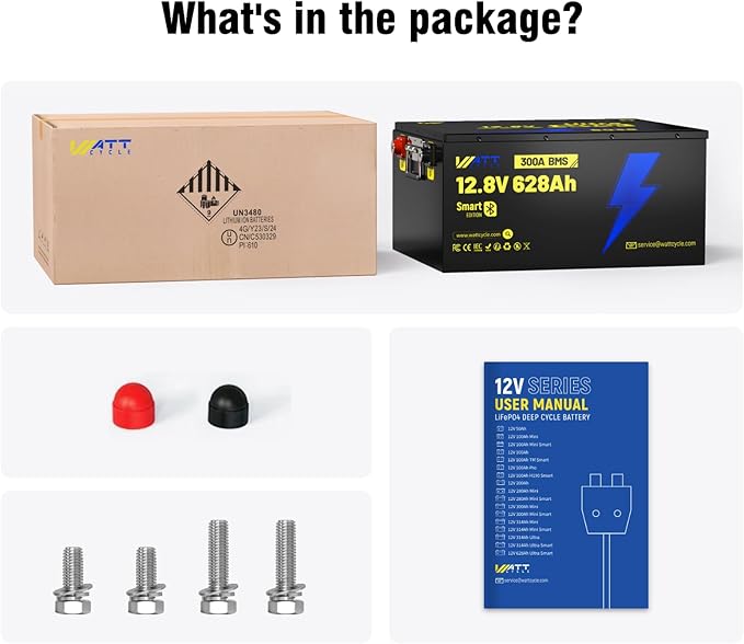 12V 628Ah LiFePO4 Lithium Battery 300A BMS, Built-in Bluetooth 5.0, Full Metal - Image 9