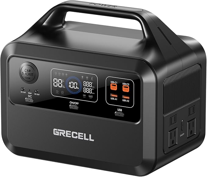 GRECELL Portable Power Station 600, 110V/600W Solar Generator, 460Wh Backup by GRECELLPOWERSTATION