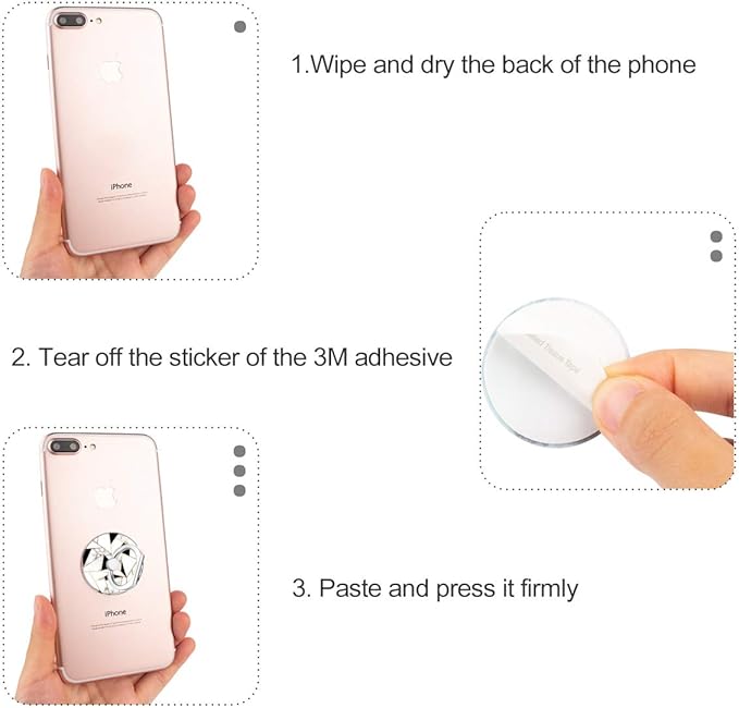 Bonoma Phone Ring Grip, 3 Pack Geometric Marble 360 Degree Rotation 180 Degree - Image 6