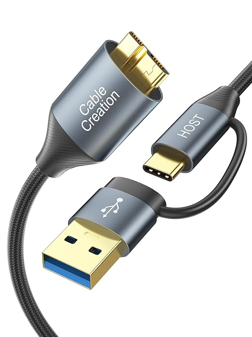 CableCreation USB C Hard Drive Cable 2FT, 5Gbps USB A/C to Micro B, USB 3.0 by CableCreation