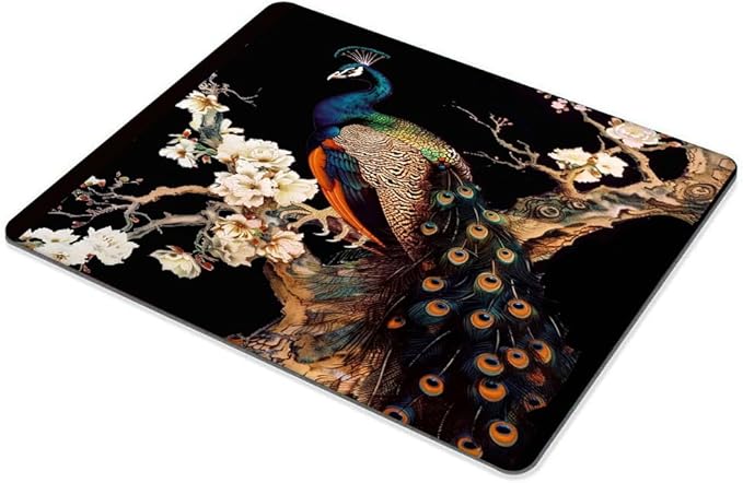 Square Mouse Pad Colorful Peacock on a Tree Branch-1, Gaming Mouse Pads - Image 6