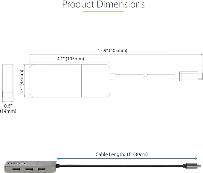 StarTech.com 3-Port USB-C Multi-Monitor Adapter, USB Type-C to 3x HDMI MST Hub - Image 8
